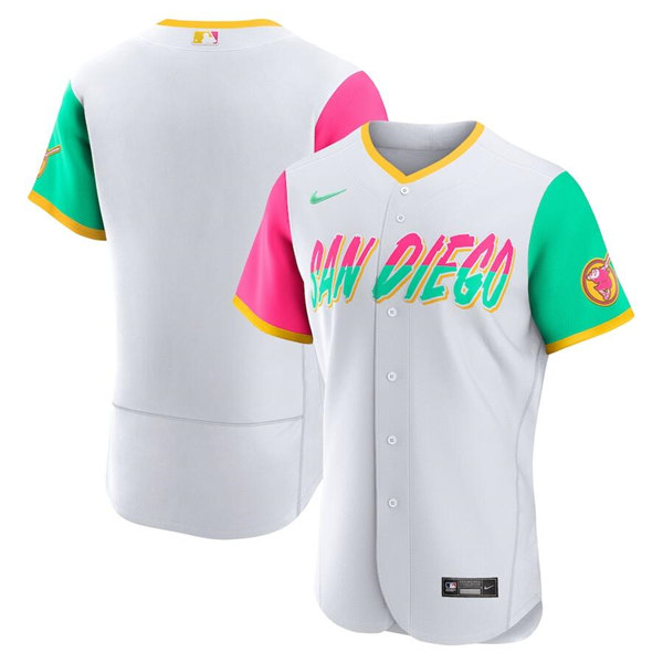 Men's San Diego Padres Blank White 2022 City Connect Flex Base Stitched Baseball Jersey - Click Image to Close