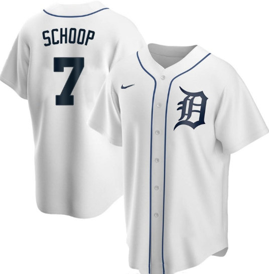 Men's Detroit Tigers #7 Jonathan Schoop White Cool Base Stitched Jersey - Click Image to Close