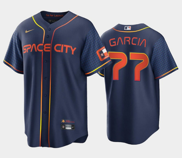 Men's Houston Astros #77 Luis Garcia 2022 Navy City Connect Cool Base Stitched Jersey