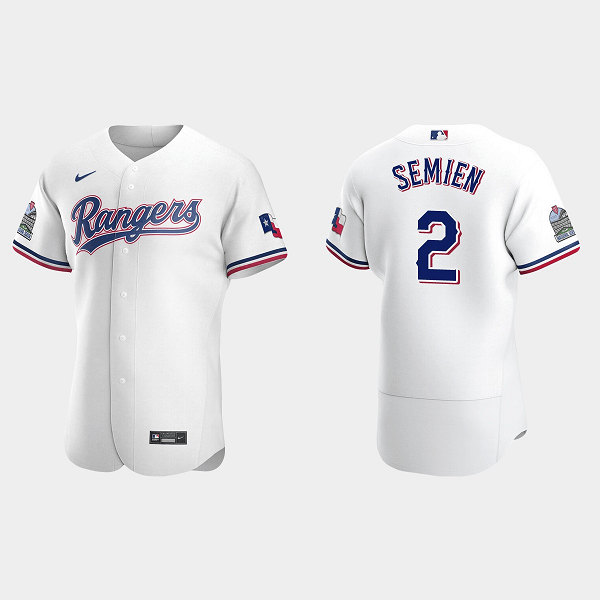 Men's Texas Rangers #2 Marcus Semien White Flex Base Stitched Jersey