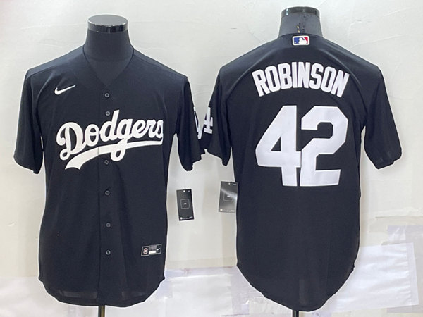 Men's Los Angeles Dodgers #42 Jackie Robinson Black Cool Base Stitched Jersey