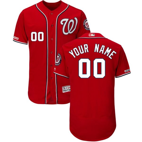 Men's Washington Nationals ACTIVE PLAYER Majestic Red Alternate Collection Flex Base Custom Stitched Jersey