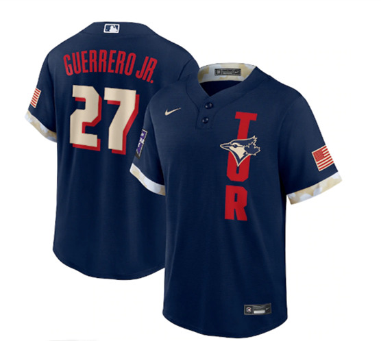 Men's Toronto Blue Jays #27 Vladimir Guerrero Jr. 2021 Navy All-Star Cool Base Stitched MLB Jersey