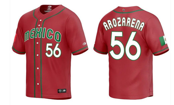 Men's Mexico Baseball Custom 2023 Red Stitched Jersey