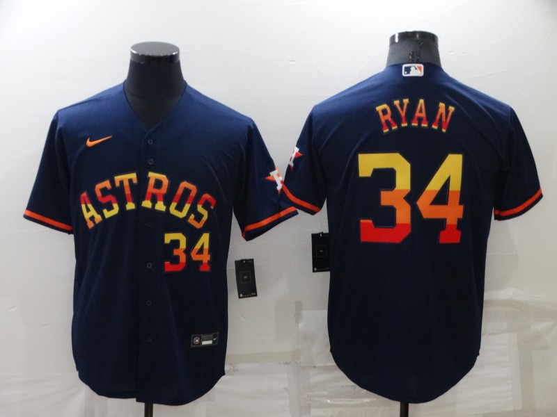 Men's Houston Astros #34 Nolan Ryan 2022 Navy Cool Base Stitched Jersey