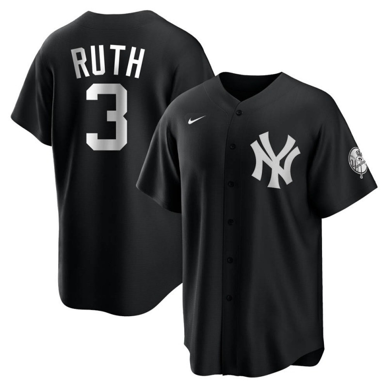 Men's New York Yankees #3 Babe Ruth Black Cool Base Stitched Jersey