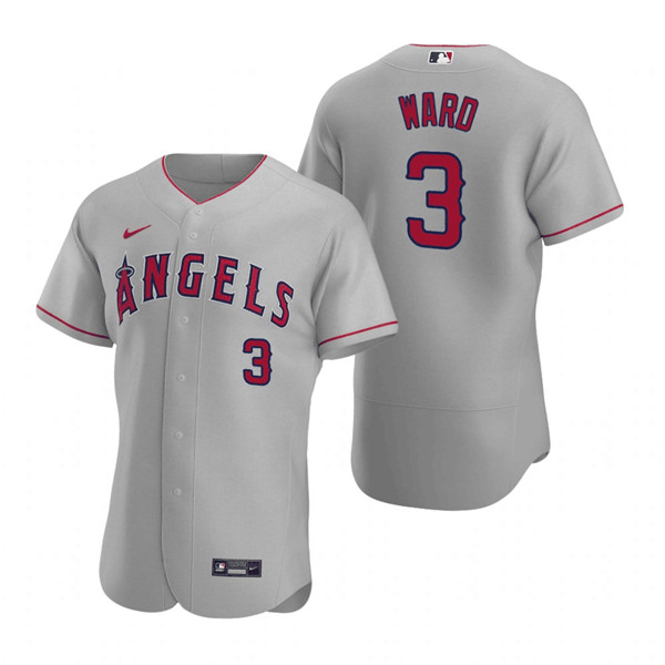 Men's Los Angeles Angels #3 Waylor Ward Grey Flex Base Stitched Jersey - Click Image to Close