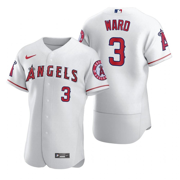 Men's Los Angeles Angels #3 Waylor Ward White Flex Base Stitched Jersey - Click Image to Close