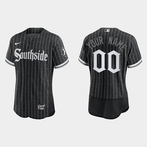 Men's Chicago White Sox Customized Black 2021 City Connect Replica Flex Base Stitched MLB Jersey - Click Image to Close