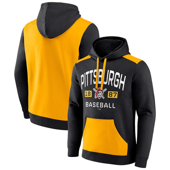 Men's Pittsburgh Pirates Black/Gold Chip In Pullover Hoodie - Click Image to Close