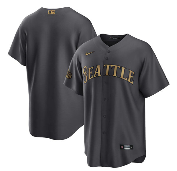 Men's Seattle Mariners Blank Charcoal 2022 All-Star Cool Base Stitched Jersey