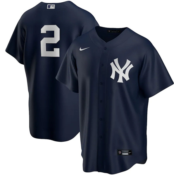 Men's New York Yankees #2 Derek Jeter Navy Cool Base Stitched Jersey