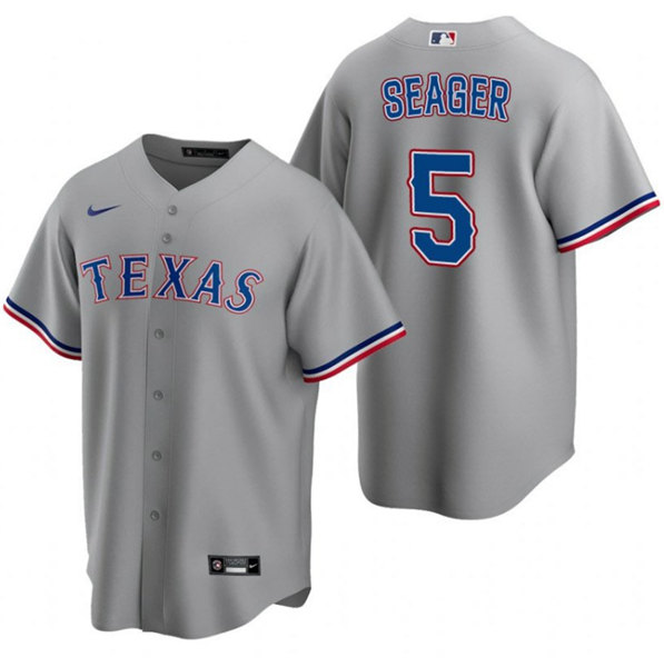 Men's Texas Rangers #5 Corey Seager Gray Cool Base Stitched Baseball Jersey - Click Image to Close