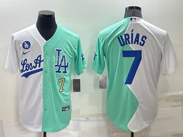 Men's Los Angeles Dodgers #7 Julio Ur??as White/Green 2022 All-Star Cool Base Stitched Baseball Jersey