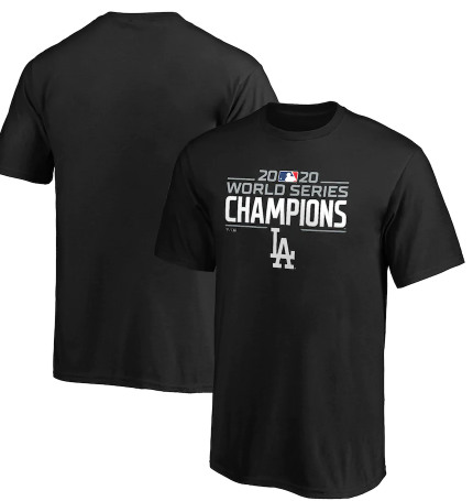 Men's Los Angeles Dodgers Black 2020 World Series Champions Logo T-Shirt