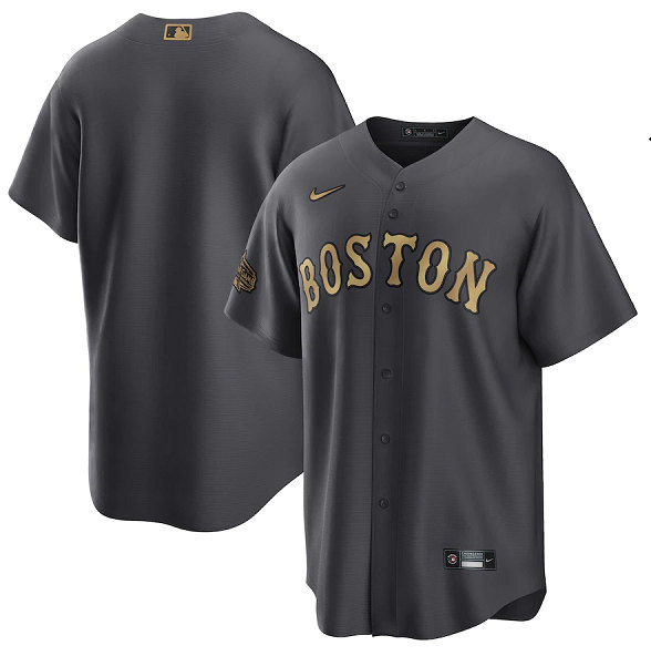 Men's Boston Red Sox Blank Charcoal 2022 All-star Cool Base Stitched Jersey - Click Image to Close