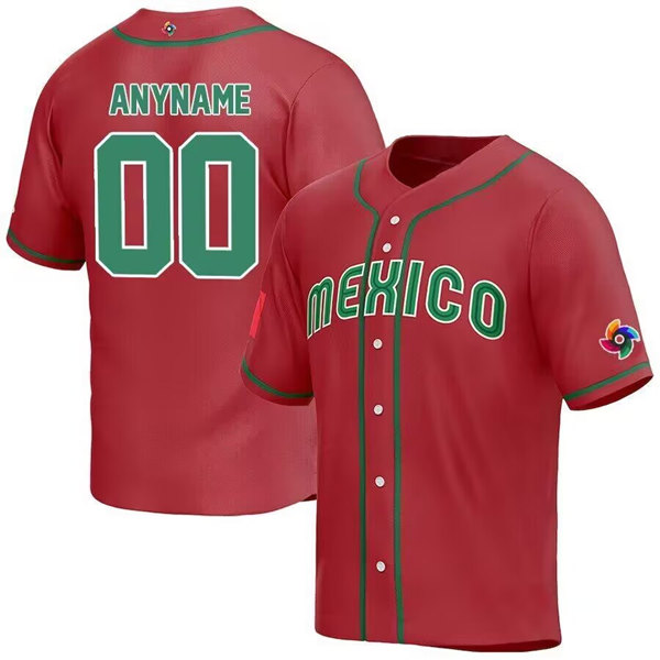 Men's Mexico Baseball Custom 2023 Red Stitched Jersey