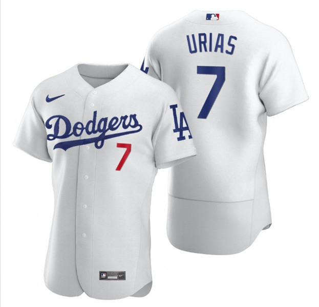 Men's Los Angeles Dodgers Grey #7 Julio Ur??as Flex Base Stitched MLB Jersey