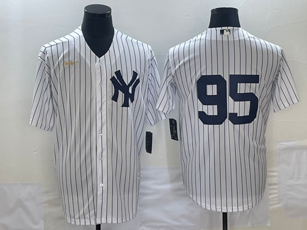 Men's New York Yankees #95 Oswaldo Cabrera White Stitched Jersey - Click Image to Close