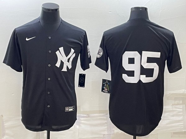 Men's New York Yankees #95 Oswaldo Cabrera Black Stitched Jersey - Click Image to Close