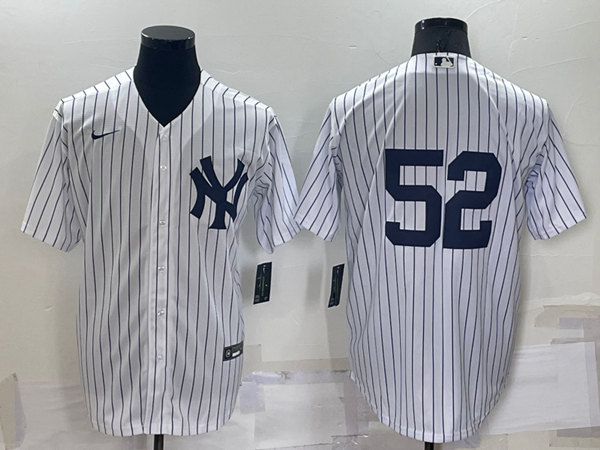 Men's New York Yankees #52 C.C. Sabathia White Cool Base Stitched Jersey - Click Image to Close