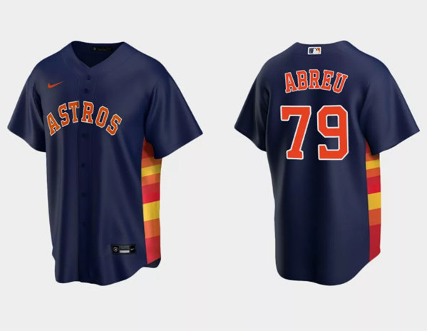 Men's Houston Astros #79 Jos?? Abreu Navy Cool Base Stitched Jersey