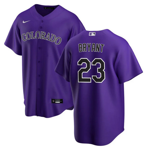 Men's Colorado Rockies #23 Kris Bryant Purple Stitched Baseball Jersey