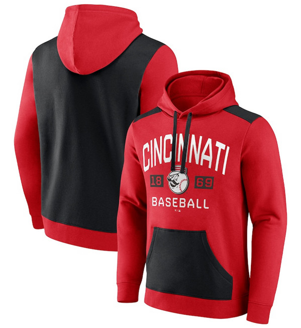 Men's Cincinnati Reds Red/Black Chip In Pullover Hoodie