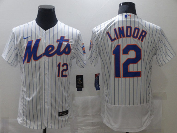 Men's New York Mets #12 Francisco Lindor White Flex Base Stitched MLB Jersey