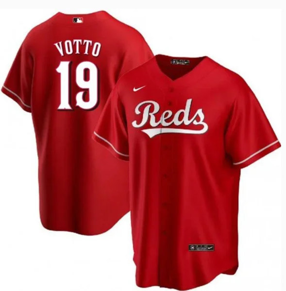 Men's Cincinnati Reds #19 Joey Votto Red Cool Base Stitched Baseball Jersey