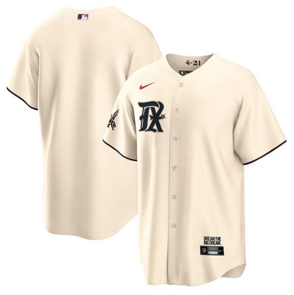 Men's Texas Rangers Blank Cream 2023 City Connect Cool Base Stitched Baseball Jersey - Click Image to Close