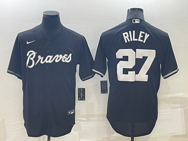 Men's Atlanta Braves #27 Austin Riley Black Cool Base Stitched Baseball Jersey