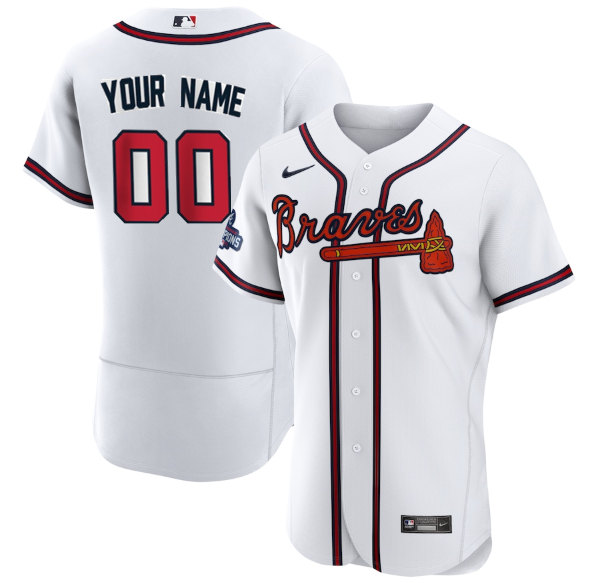 Men's Atlanta Braves White ACTIVE PLAYER Custom 2021 White World Series Champions Stitched Jersey