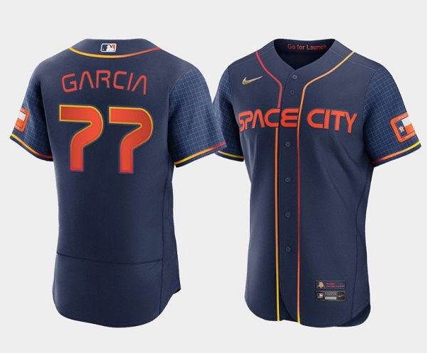 Men's Houston Astros #77 Luis Garcia 2022 Navy City Connect Flex Base Stitched Baseball Jersey - Click Image to Close