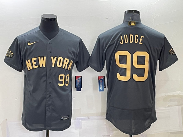 Men's New York Yankees #99 Aaron Judge Charcoal 2022 All-Star Flex Base Stitched Baseball Jersey