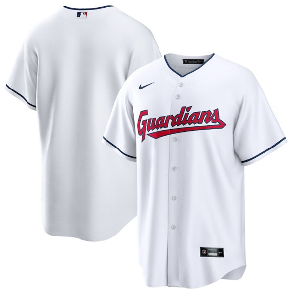 Men's Cleveland Guardians Blank White Cool Base Stitched Baseball Jersey