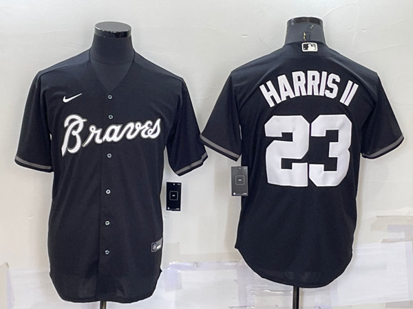 Men's Atlanta Braves #23 Michael Harris II Black Cool Base Stitched Baseball Jersey