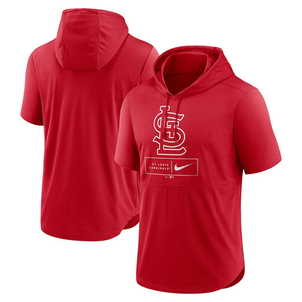 Men's St. Louis Cardinals Red Short Sleeve Pullover Hoodie - Click Image to Close