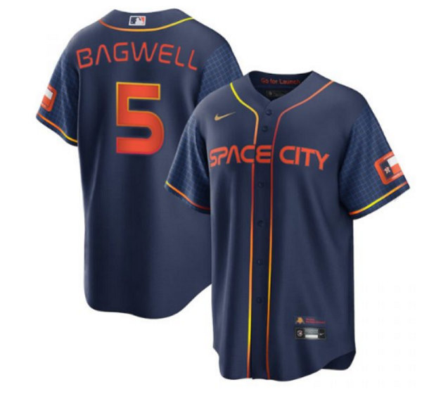 Men's Houston Astros #5 Jeff Bagwell 2022 Navy City Connect Cool Base Stitched Jersey