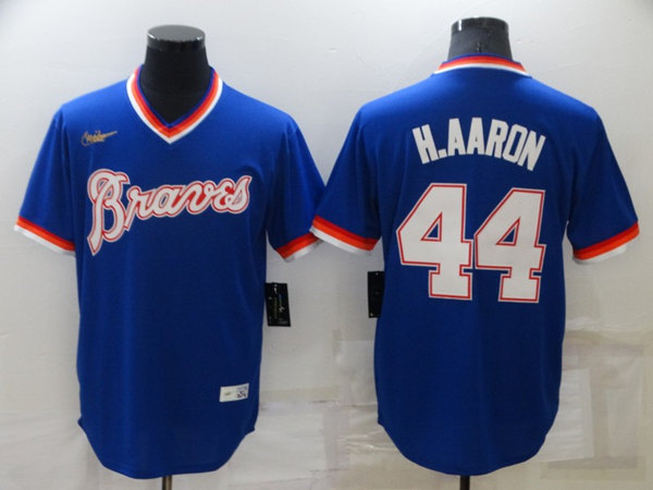 Men's Atlanta Braves #44 Hank Aaron Royal Cool Base Stitched Jersey