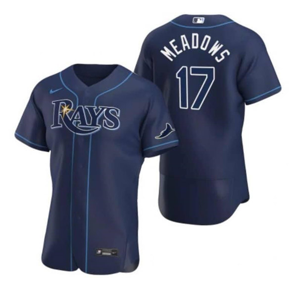 Men's Tampa Bay Rays #17 Austin Meadows Navy Flex Base Stitched Jersey