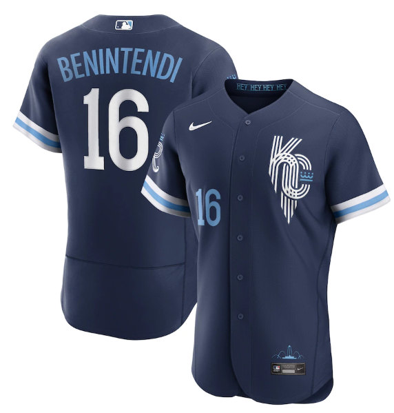 Men's Kansas City Royals #16 Andrew Benintendi 2022 Navy City Connect Flex Base Stitched Jersey