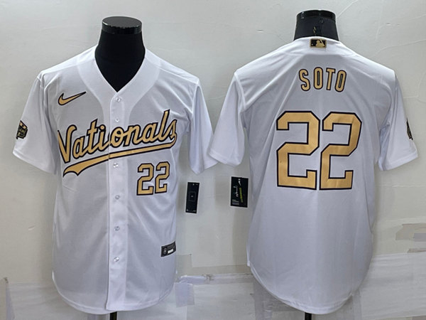 Men's Washington Nationals #22 Juan Soto White 2022 All-Star Cool Base Stitched Baseball Jersey - Click Image to Close