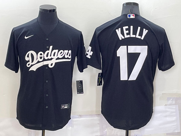 Men's Los Angeles Dodgers #17 Joe Kelly Black Cool Base Stitched Baseball Jersey