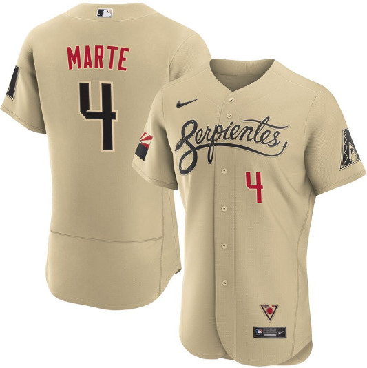 Men's Arizona Diamondbacks #4 Ketel Marte 2021 Gold City Connect Flex Base Stitched MLB Jersey