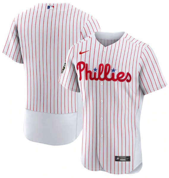 Men's Philadelphia Phillies Blank White 2022 World Series Flex Base Stitched Baseball Jersey - Click Image to Close