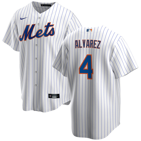 Men's New York Mets #4 Francisco ??lvarez White Cool Base Stitched Baseball Jersey