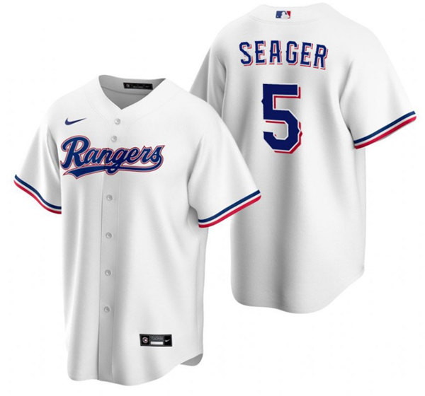 Men's Texas Rangers #5 Corey Seager White Cool Base Stitched Baseball Jersey - Click Image to Close