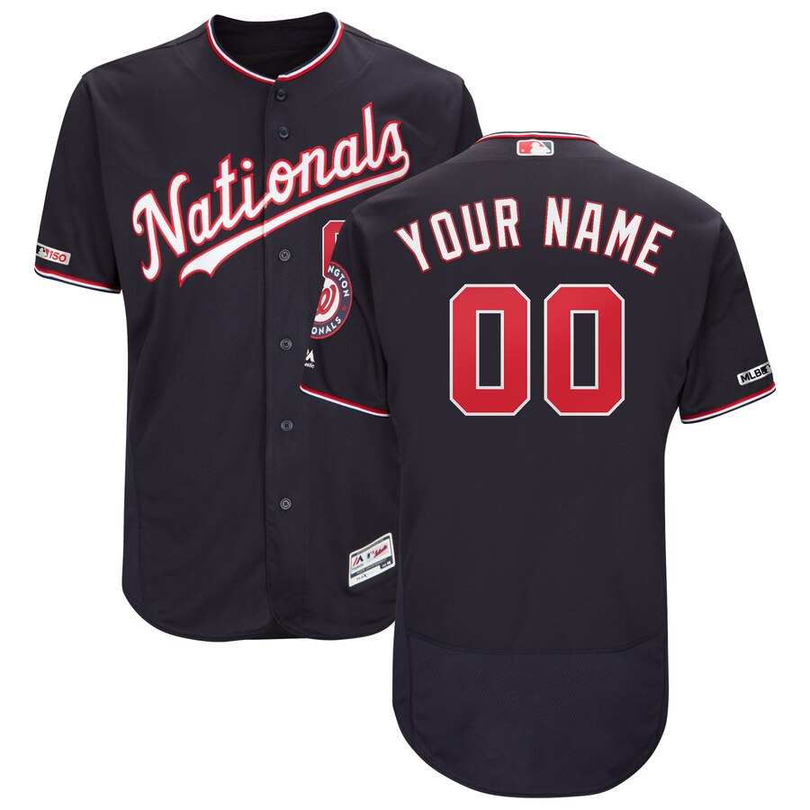 Men's Washington Nationals ACTIVE PLAYER Majestic Navy Alternate Collection Flex Base Custom Stitched Jersey