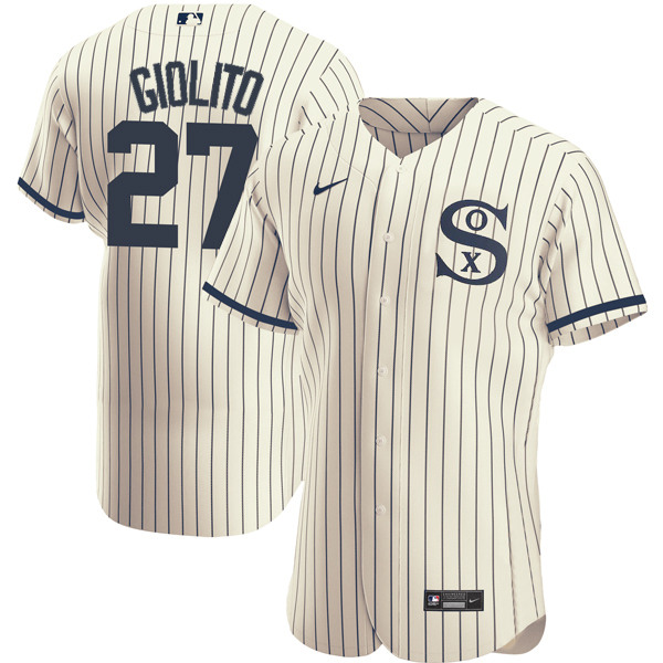 Men's Chicago White Sox #27 Lucas Giolito 2021 Cream/Navy Field of Dreams Name&Number Flex Base Stitched Jersey - Click Image to Close